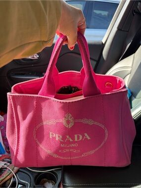 Prada Hot Pink Canvas Tote with Milano Logo